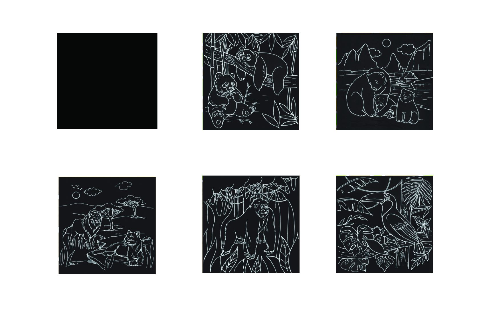 CHALK COLORING BOOK - WILD ANIMALS