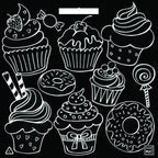 NAPPERON À COLORIER - PETITS GÂTEAUX (FOND NOIR)