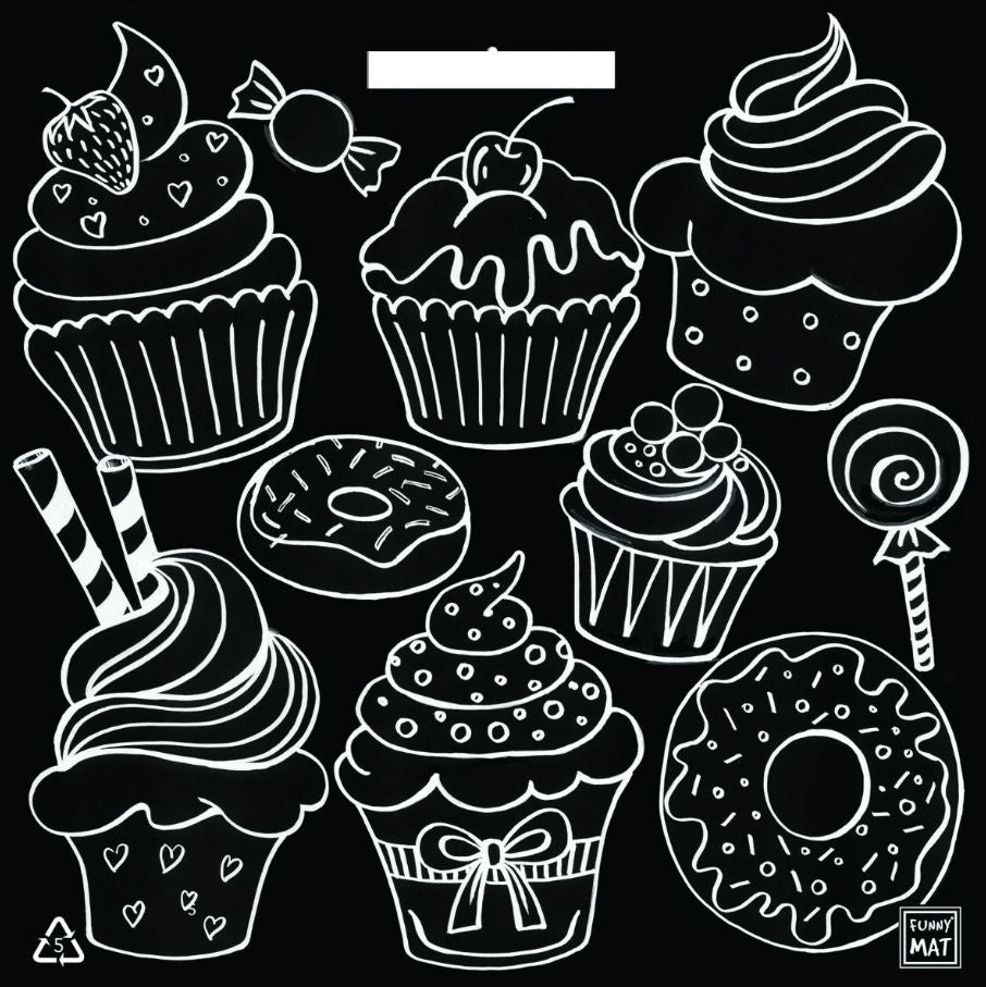 NAPPERON À COLORIER - PETITS GÂTEAUX (FOND NOIR)