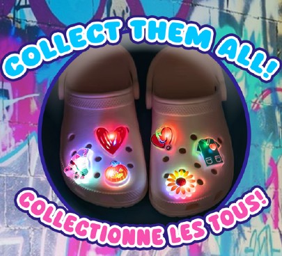 CHARM'Z - PAQUET DE 4 BRELOQUES DÉCORATIVES LUMINEUSES - ACCESSOIRE POUR CROCS ASST