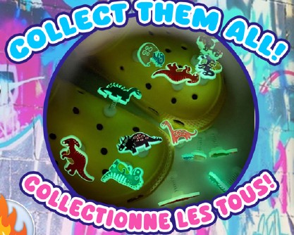 CHARM'Z - PAQUET DE 6 BRELOQUES DÉCORATIVES QUI BRILLE DANS LE NOIR - ACCESSOIRE POUR CROCS ASST