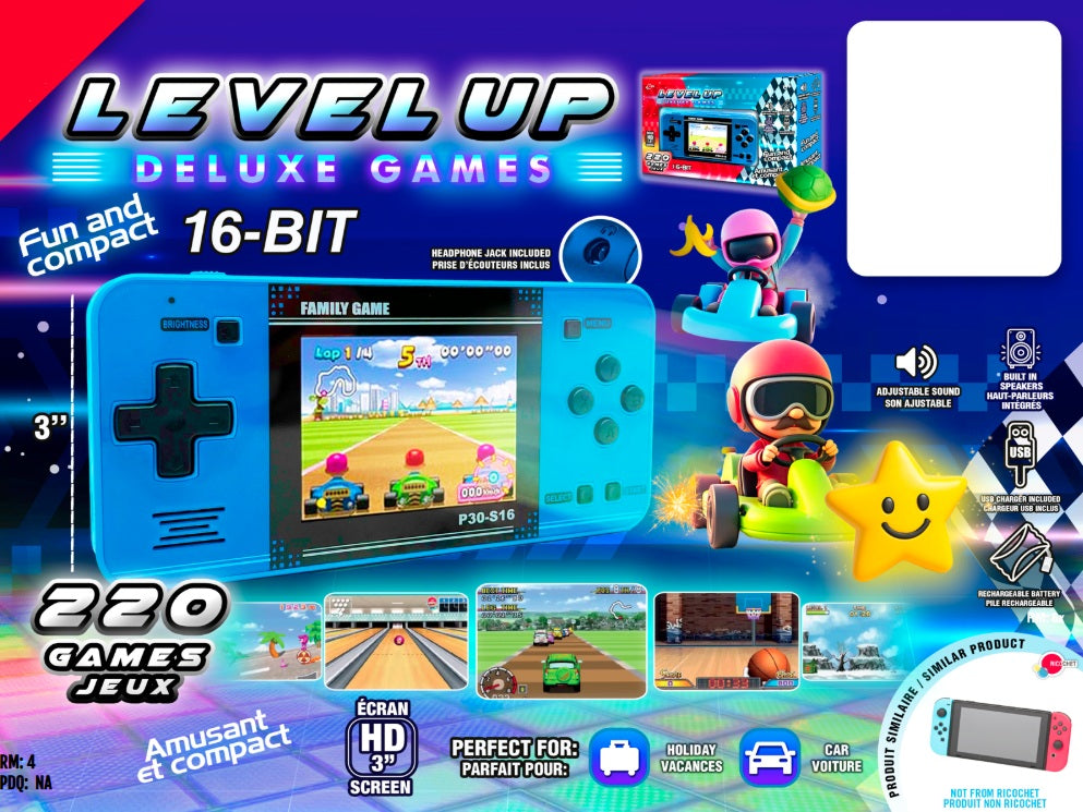 CONSOLE DE JEUX RÉTRO PORTATIVE 16-BIT (ARCADE)