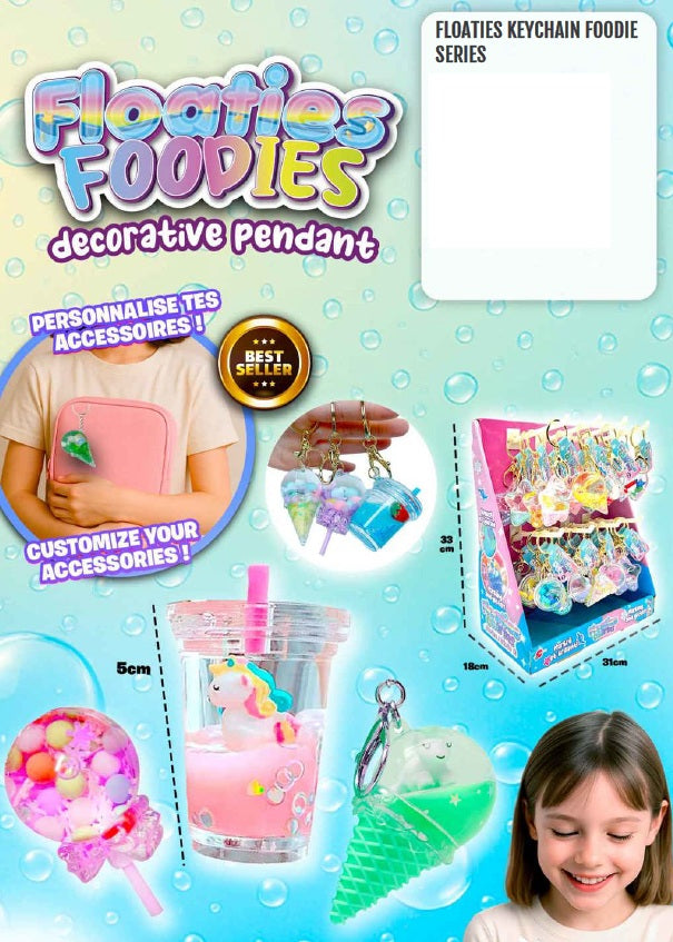 FLOATIES FOOPIES - PORTE-CLÉS AVEC FIGURINES FLOTTANTES ASST