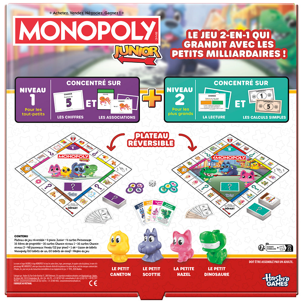 JEU MONOPOLY JUNIOR 2 JEUX EN 1 REFRESH BILINGUE