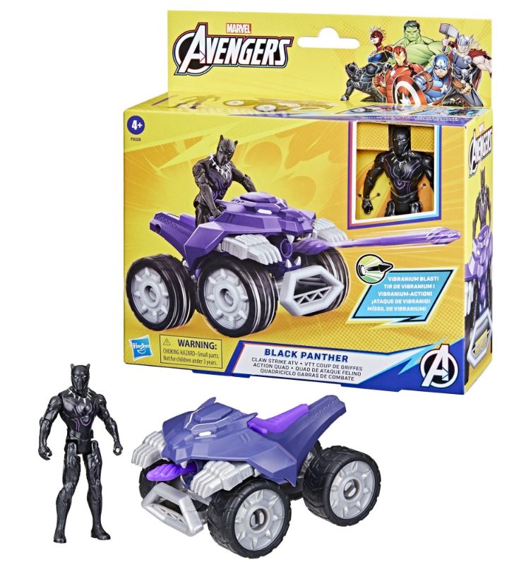 MARVEL - AVENGERS FIGURINE BLACK PANTHER ET VÉHICULE 10 CM - VTT COUP DE GRIFFES (PANTHÈRE NOIRE)