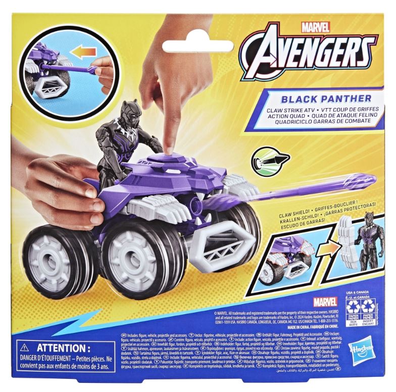 MARVEL - AVENGERS FIGURINE BLACK PANTHER ET VÉHICULE 10 CM - VTT COUP DE GRIFFES (PANTHÈRE NOIRE)