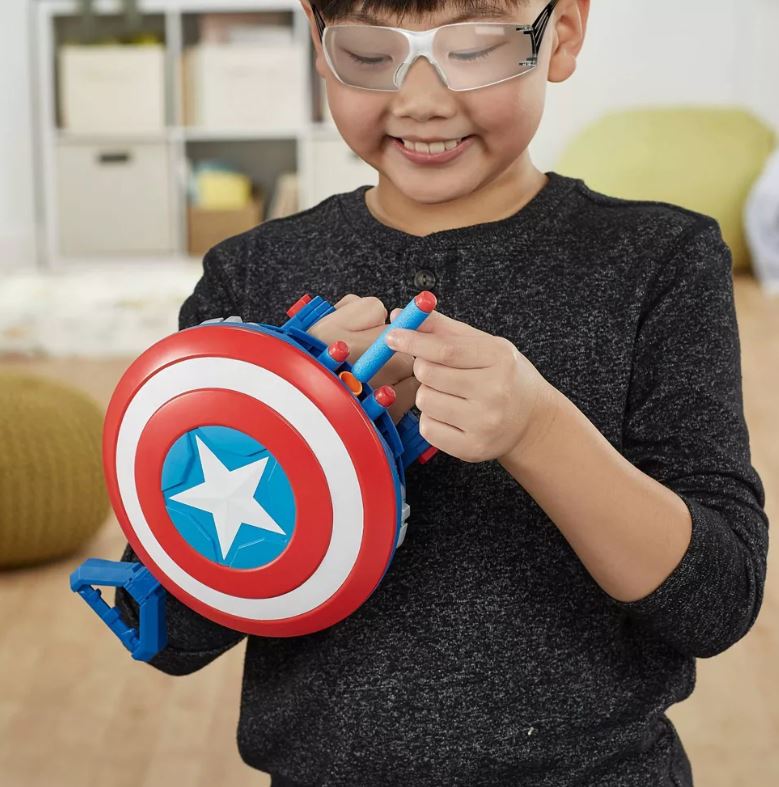 MARVEL MECH STRIKE MECHASAURS - BLASTER REDWING NERF DE CAPTAIN AMERICA 3 FLÉCHETTES