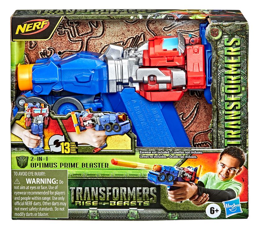 NERF BLASTER CONVERTIBLE 2 EN 1 - TRANSFORMERS OPTIMUS PRIME AVEC MODE FIGURINE DE 17,5 CM