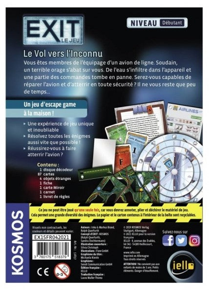 JEU EXIT - LE VOL VERS L'INCONNU - NIVEAU DÉBUTANT - Version française