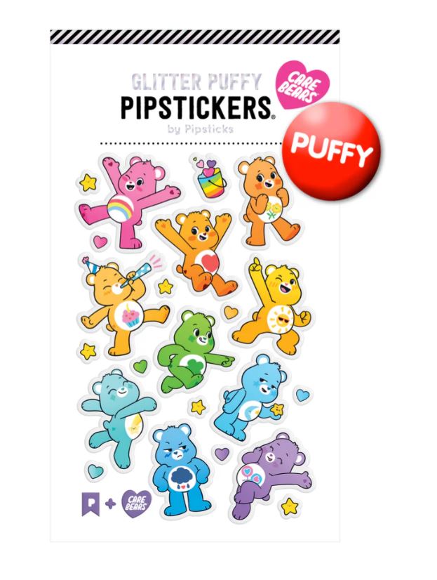 PIPSTICKER - CARE BEARS RAINBOW FRIENDS PUFFY GLITTER STICKERS