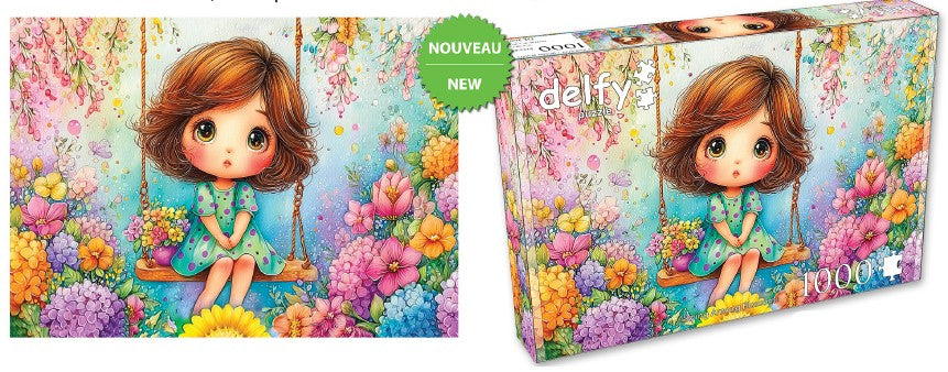 DELFY JIGSAW PUZZLE 1000 PIECES - SWING AMONG BLOSSOMS #DE-26023