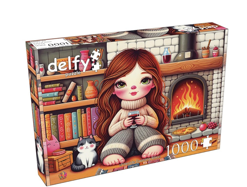DELFY JIGSAW PUZZLE 1000 PIECES - FIRESIDE EVENING BLISS #DE-25009