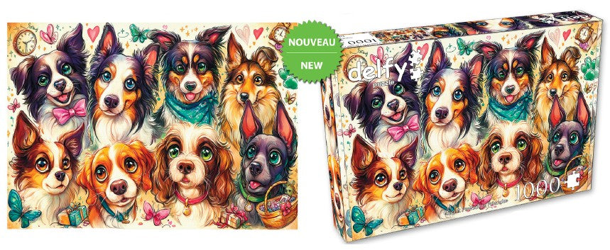DELFY CASSE-TÊTE 1000 PIÈCES - HUIT AMIS À PATTES (EIGHT PAWSOME FRIENDS) #DE-26006