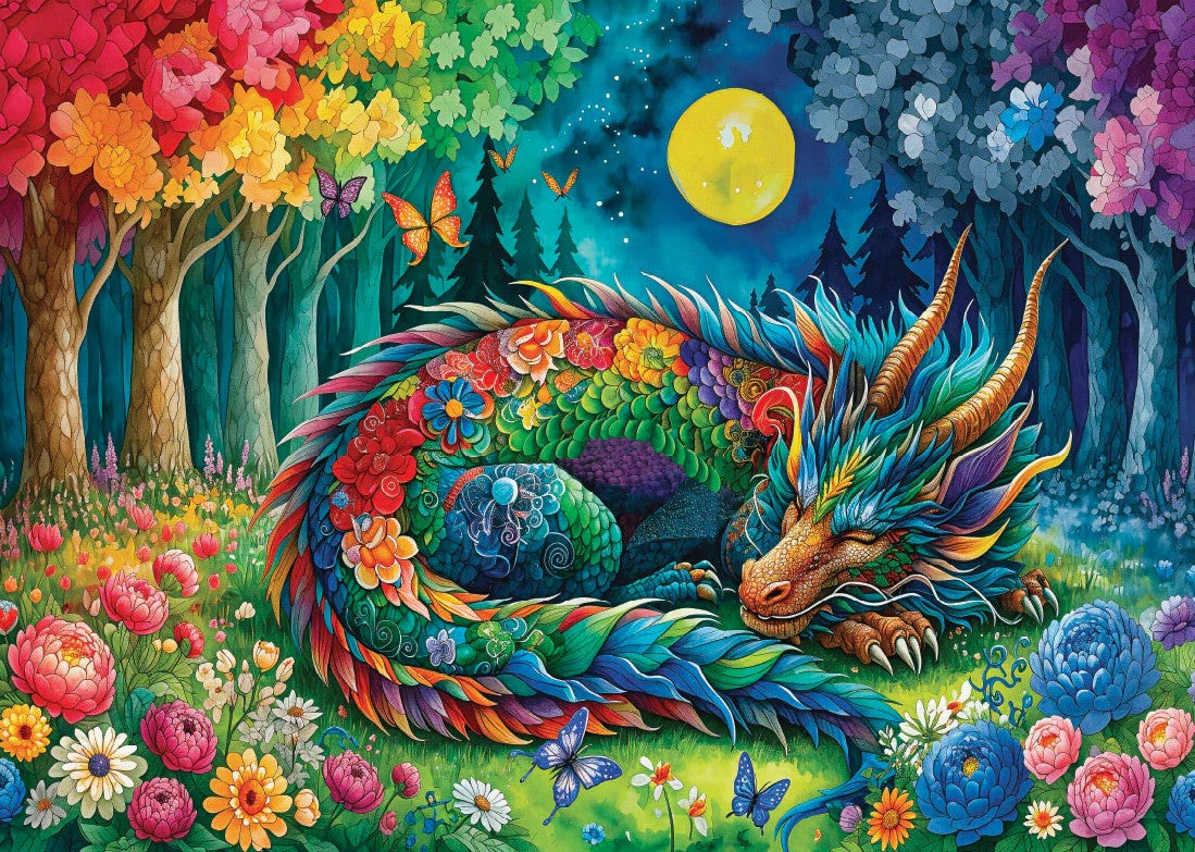 DELFY CASSE-TÊTE 1000 PIÈCES - RÊVES DE DRAGON AU CLAIR DE LUNE (MOONLIT DRAGON DREAMS) #DE-25025
