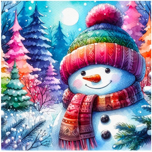 JACAROU - BONHOMME DE NEIGE ARC-EN-CIEL 40 CM X 40 CM (15,75" X 15,75") - DIAMOND DOTZ