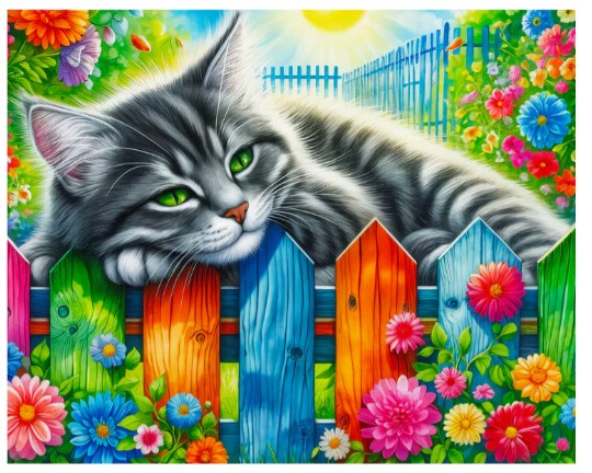 JACAROU - LAZY GREY CAT 40 CM X 50 CM (15.75" X 19.69") - DIAMOND DOTZ