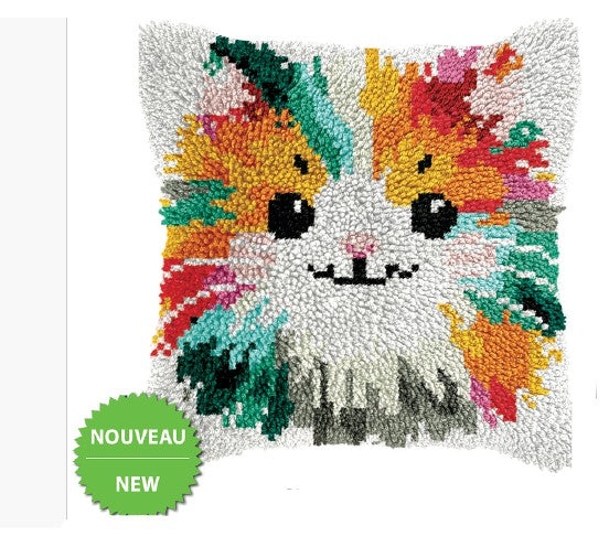 JACAROU - HOUSSE DE COUSSIN CHAT (CAT FACE) - POINTS NOUÉS