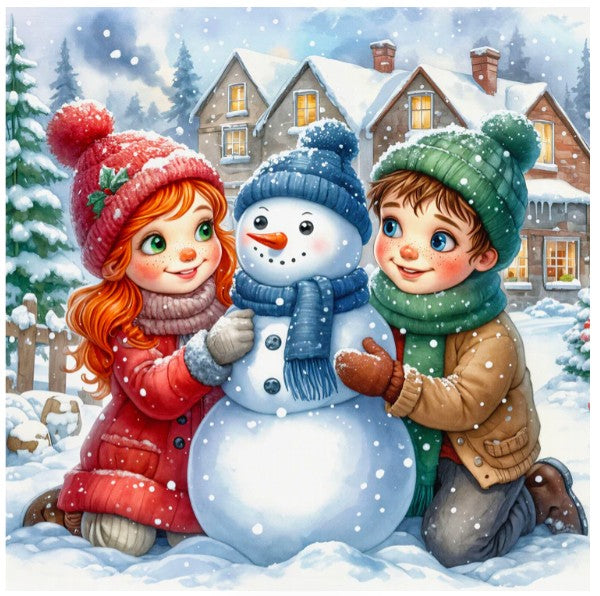 JACAROU - LES ENFANTS EN HIVER 50 CM X 50 CM (19,69" X 19,69") - DIAMOND DOTZ