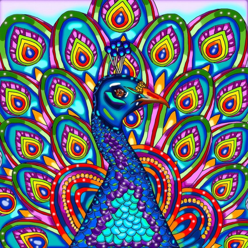 JACAROU - PAON 50CM X 50CM - DIAMOND DOTZ