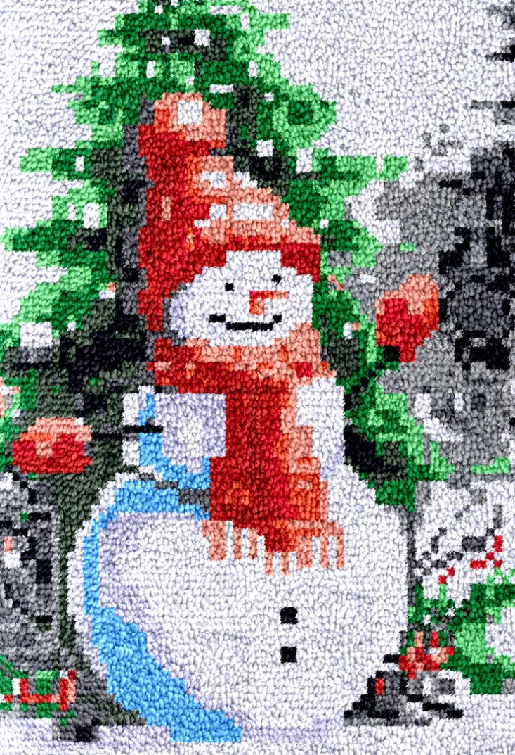 JACAROU - TAPIS BONHOMME DE NEIGE (FROSTY) - POINTS NOUÉS (MOYEN)