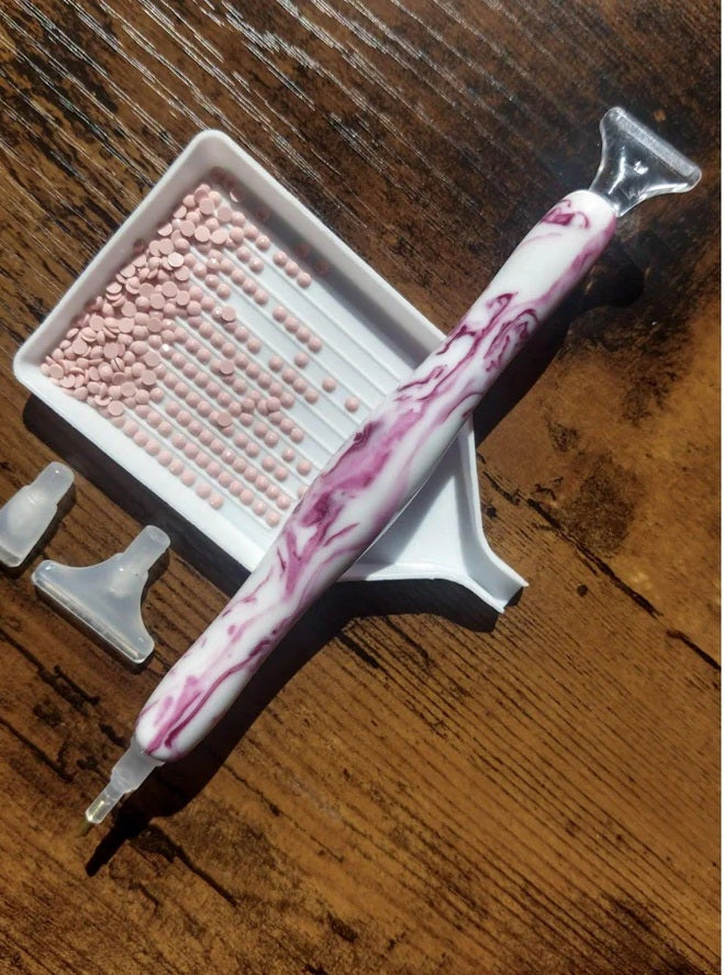 STYLET POUR BRODERIE DIAMANTS - MARBRE ROSE - DIAMOND DOTZ