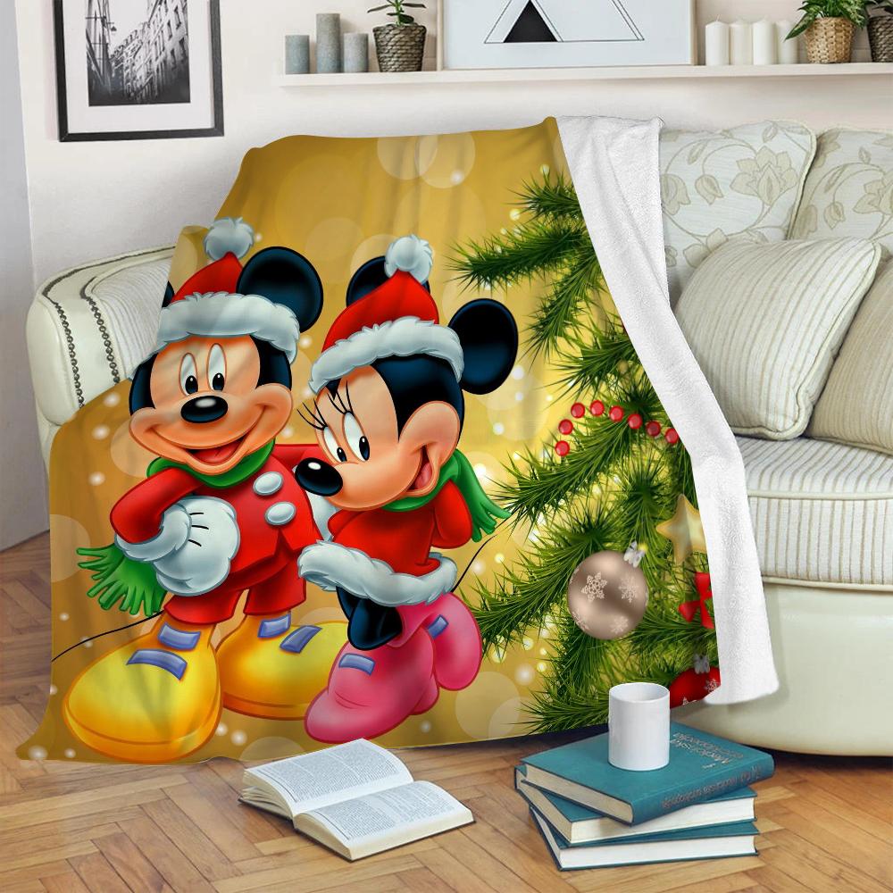 JETÉE MICKEY ET MINNIE MOUSE FÊTE NOËL (COUVERTURE) 4 PIEDS X 5 PIEDS