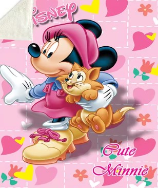 JETÉE MINNIE MOUSE AVEC CHAT (COUVERTURE) 4 PIEDS X 5 PIEDS