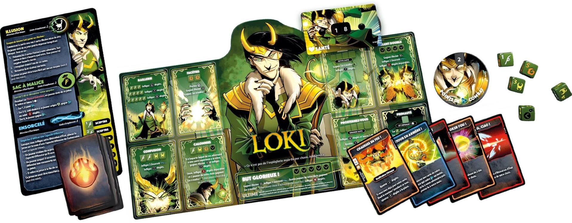 JEU DICE THRONE MARVEL - SCARLET WITCH VS THOR VS LOKI VS SPIDER-MAN - Version française