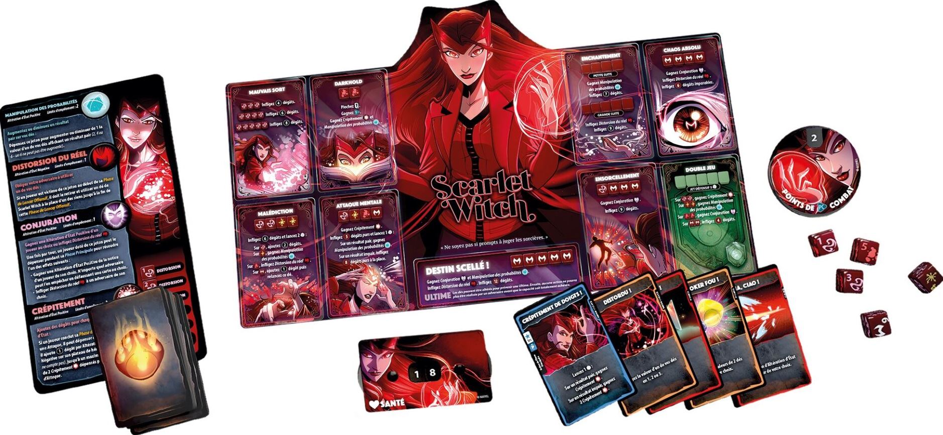 JEU DICE THRONE MARVEL - SCARLET WITCH VS THOR VS LOKI VS SPIDER-MAN - Version française