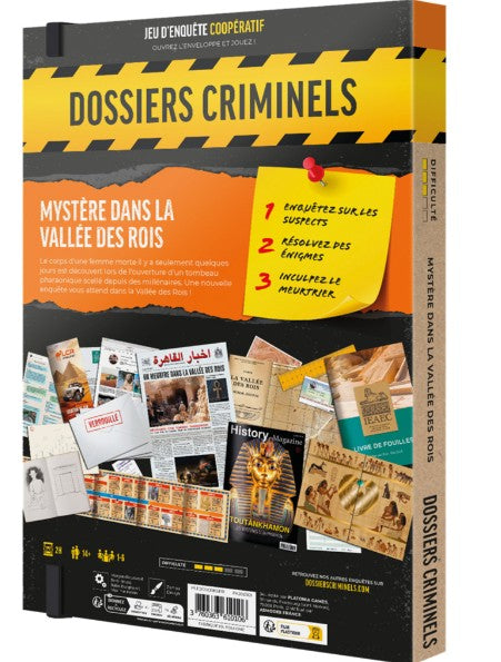 JEU DOSSIERS CRIMINELS - MYSTÈRE DANS LA VALLÉE DES ROIS - Version française