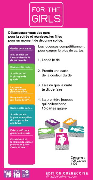 JEU FOR THE GIRLS - ÉDITION QUÉBÉCOISE - Version française