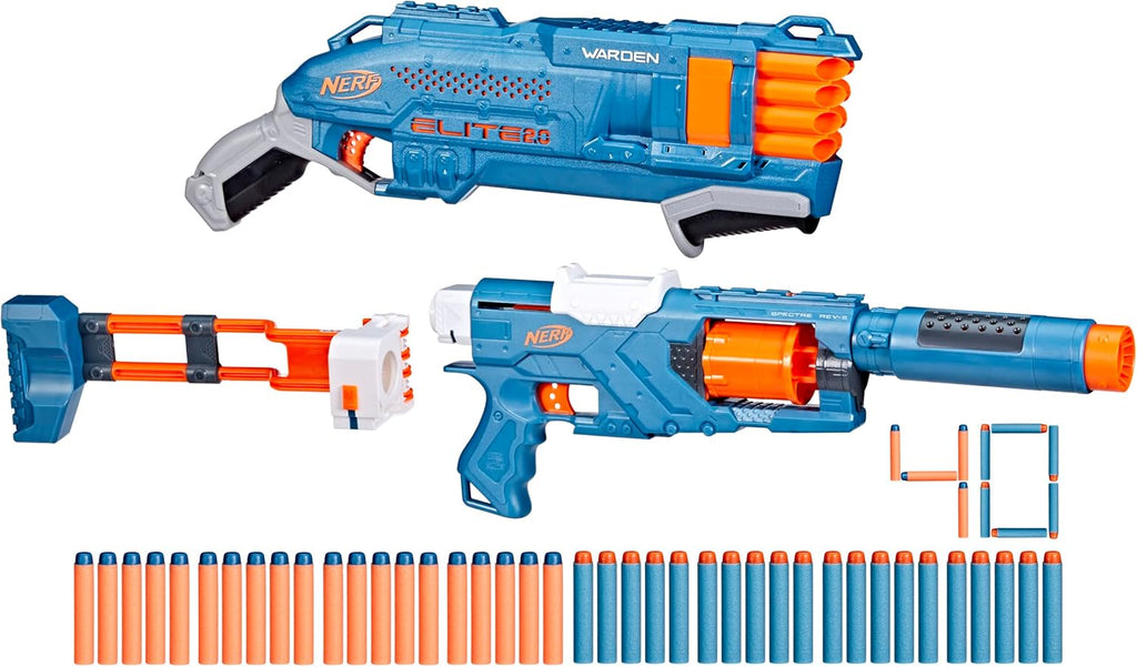NERF ELITE 2.0 – COFFRET DOUBLE DÉFENSE BLASTERS (SPECTRE WARDEN) (40 FLÉCHETTES INCLUSES)