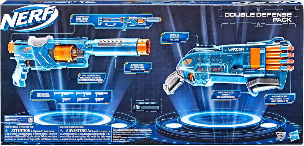 NERF ELITE 2.0 – COFFRET DOUBLE DÉFENSE BLASTERS (SPECTRE WARDEN) (40 FLÉCHETTES INCLUSES)
