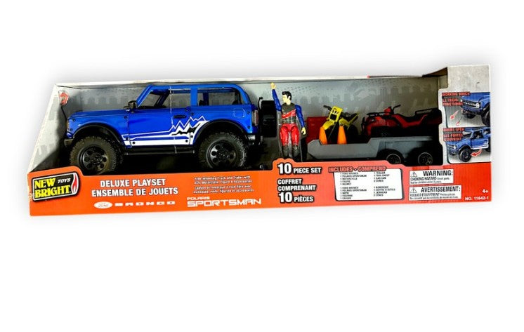 NEW BRIGHT - DELUXE FORD BRONCO WITH TRAILER AND ATV VEHICLE SET (10 PIECES) 60 CM (24'')