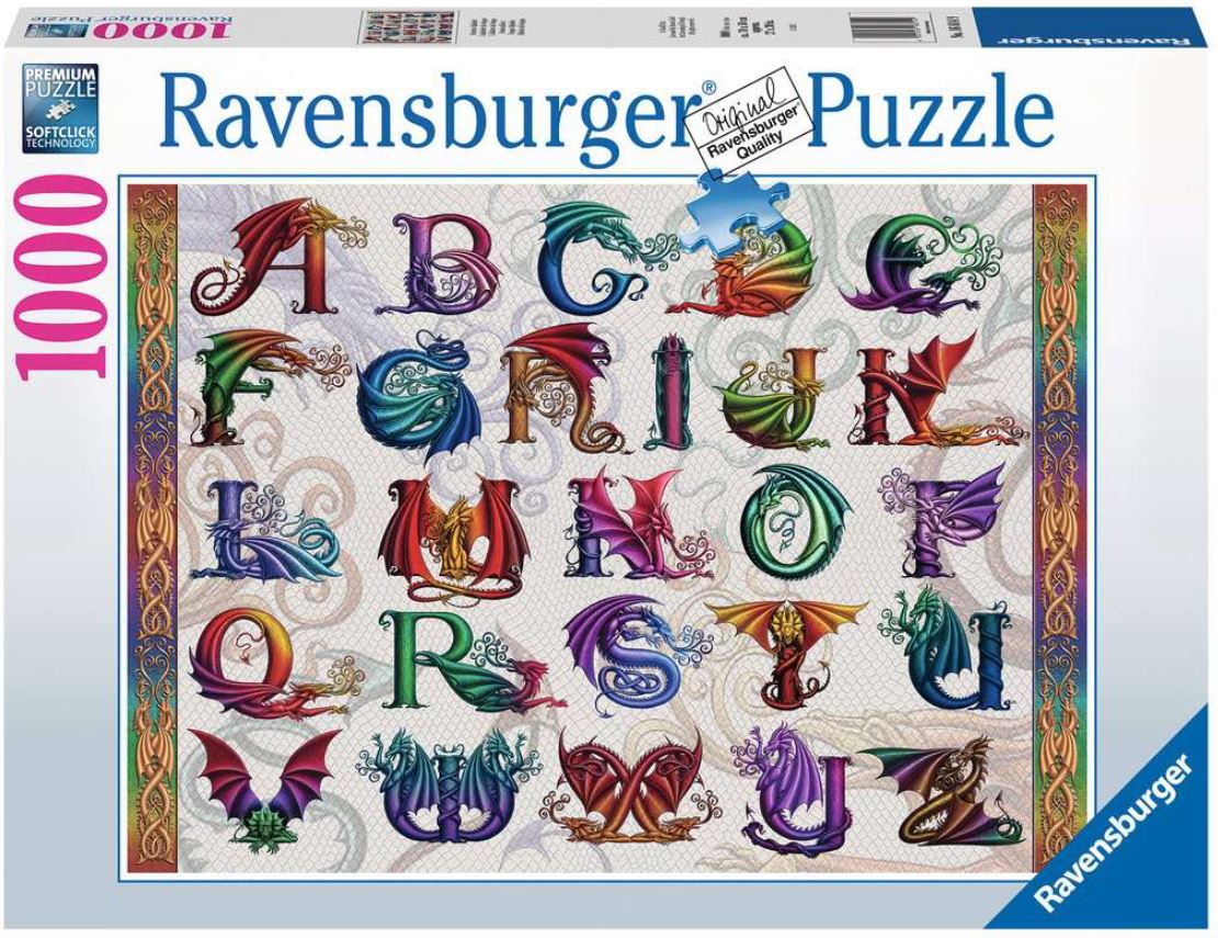 RAVENSBURGER JIGSAW PUZZLE 1000 PIECES - DRAGON ALPHABET #16814