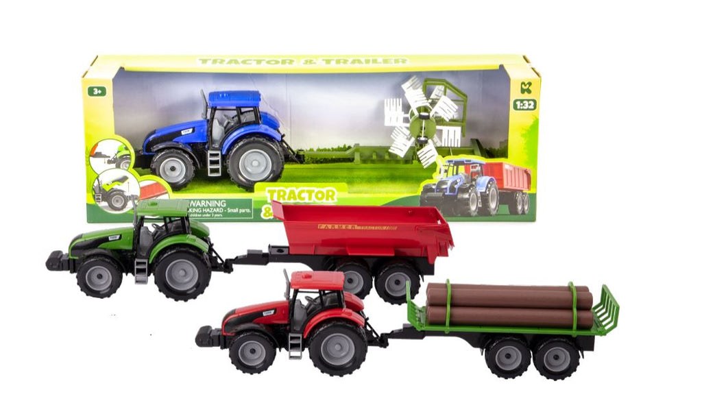 TRACTEUR ET REMORQUE À L'ÉCHELLE 1:32 - 48 CM (19") ASST