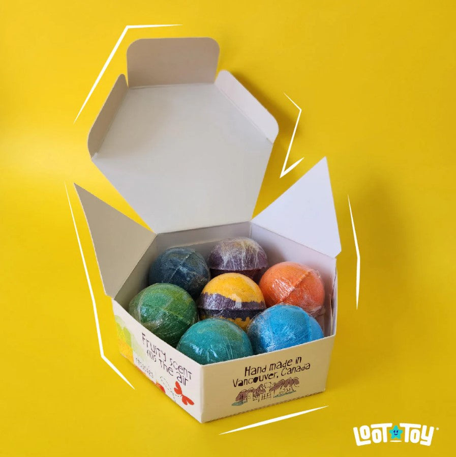 LOOT TOY - ENSEMBLE DE 7 BALLES COLORANTES POUR LE BAIN AVEC ÉPONGES