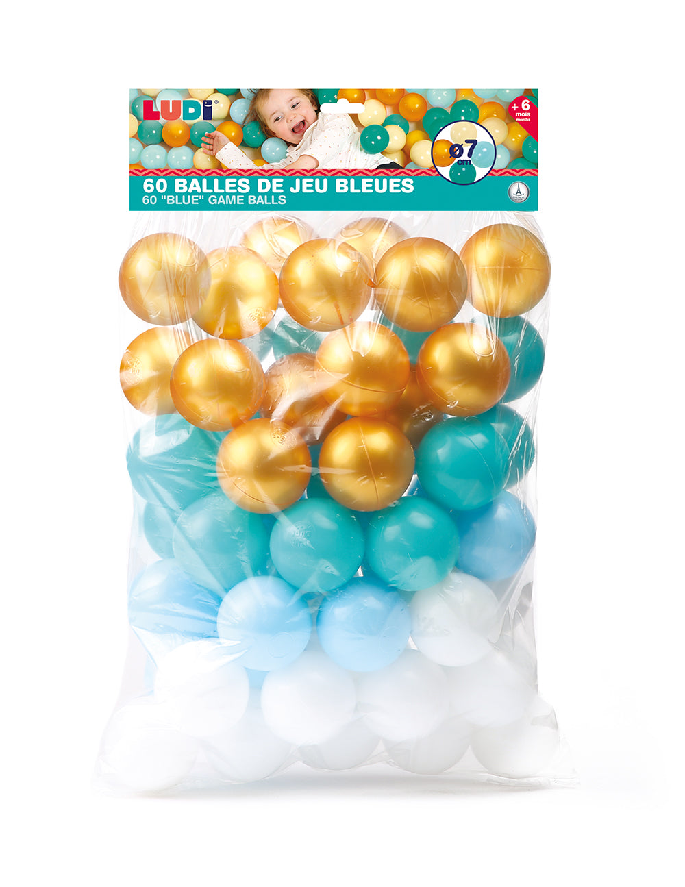 LUDI - BLUE PLAY BALLS 60 PIECES