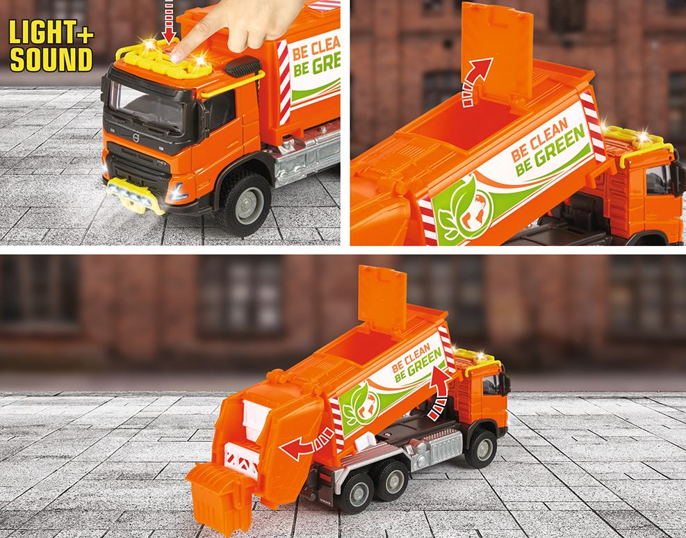 MAJORETTE - VOLVO CAMION À ORDURES SONS ET LUMIÈRES