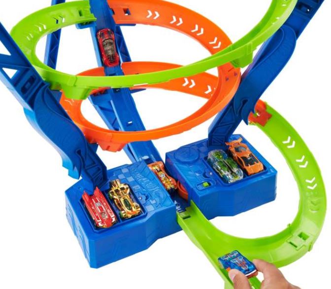 HOT WHEELS - SPIRAL SPEED CRASH RACE TRACK WITH MOTORIZED BOOSTER