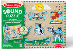 MELISSA AND DOUG - CASSE-TÊTE 8 PIÈCES ANIMAUX DU ZOO EN BOIS SONORE