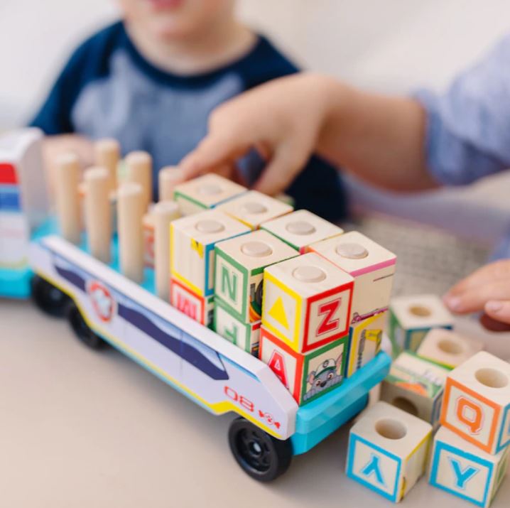 MELISSA AND DOUG - CAMION DE BLOC EN BOIS ABC DE LA PAT'PATROUILLE