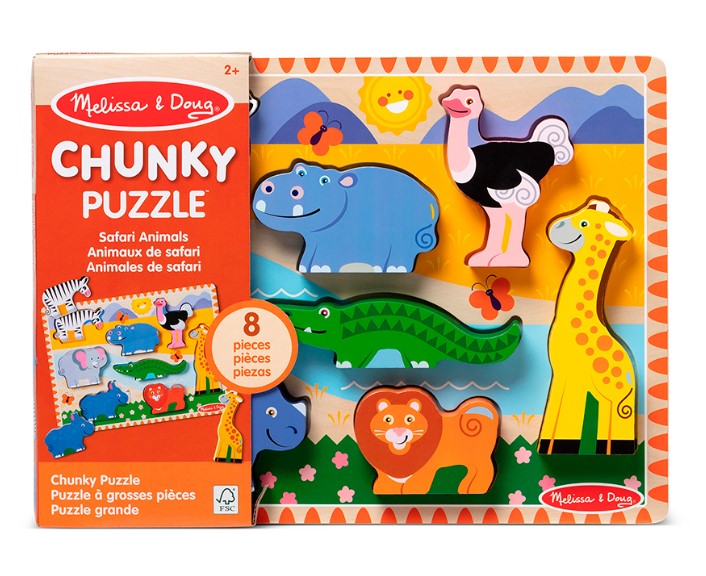 MELISSA AND DOUG - CASSE-TÊTE À GROSSES PIÈCES EN BOIS - ANIMAUX DE SAFARI