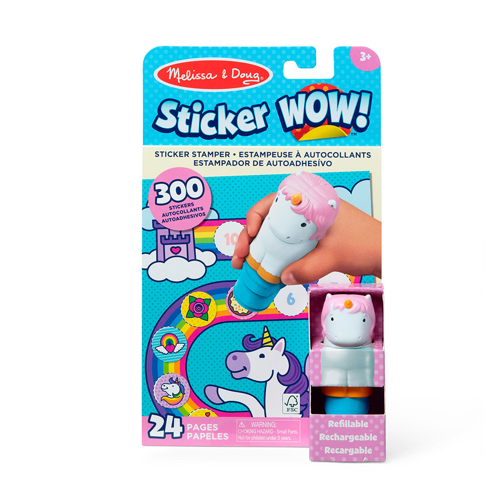 MELISSA AND DOUG - STICKER WOW! - STICKER ACTIVITY PAD AND STAMPER - UNICORN