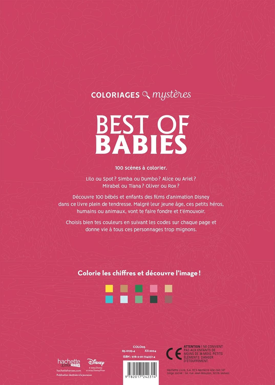 COLORIAGES MYSTÈRES DISNEY - BEST OF BABIES (LIVRE DE COLORIAGE PAR NUMÉROS)