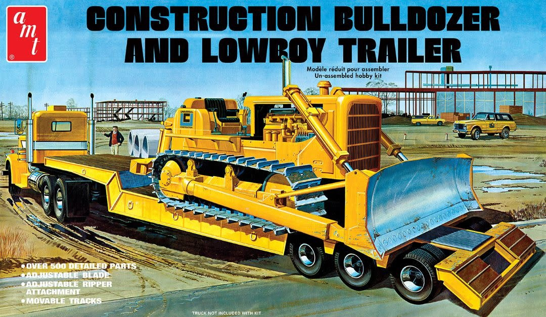 MODÈLE À COLLER - LOWBOY TRAILER & BULLDOZER 1/25