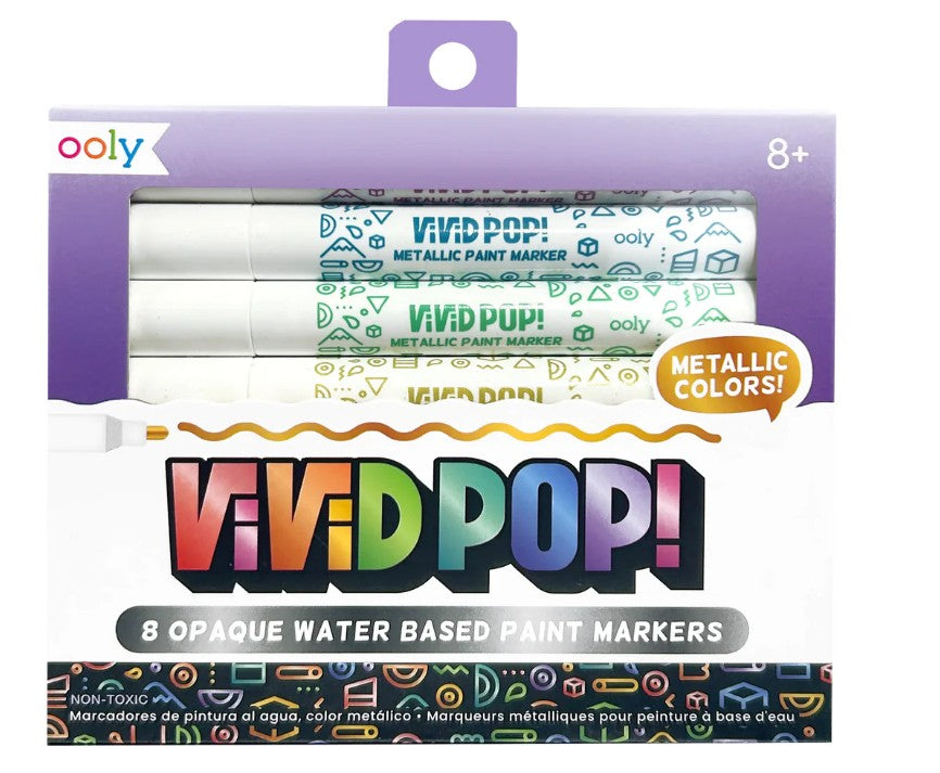 VIVID POP! - ENSEMBLE DE 8 MARQUEURS DE PEINTURE ACRYLIQUE À BASE D'EAU - MÉTALLIQUE