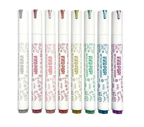 VIVID POP! - ENSEMBLE DE 8 MARQUEURS DE PEINTURE ACRYLIQUE À BASE D'EAU - MÉTALLIQUE