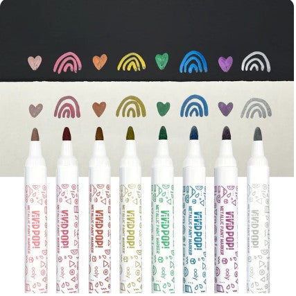 VIVID POP! - ENSEMBLE DE 8 MARQUEURS DE PEINTURE ACRYLIQUE À BASE D'EAU - MÉTALLIQUE