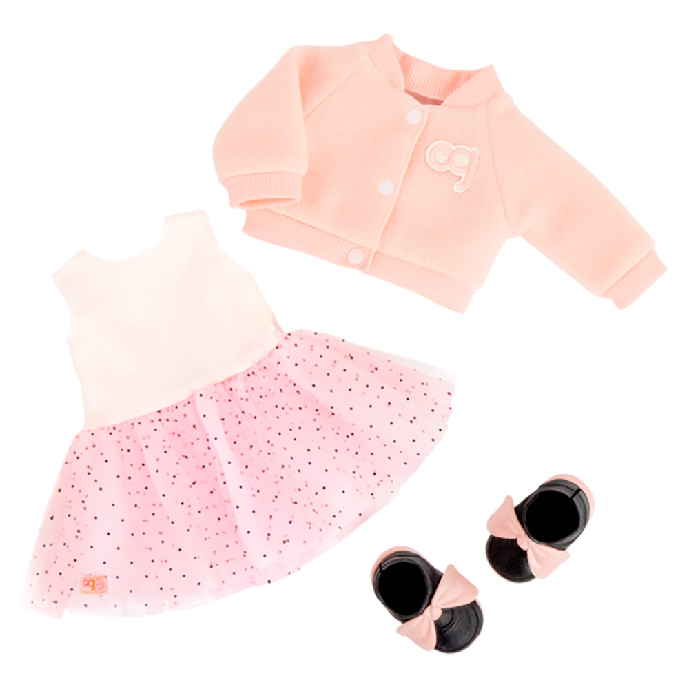 ENSEMBLE VÊTEMENTS OG - "BALLET ACADEMY" TENUE DE BALLET AVEC VESTE POUR POUPÉE DE 46 CM